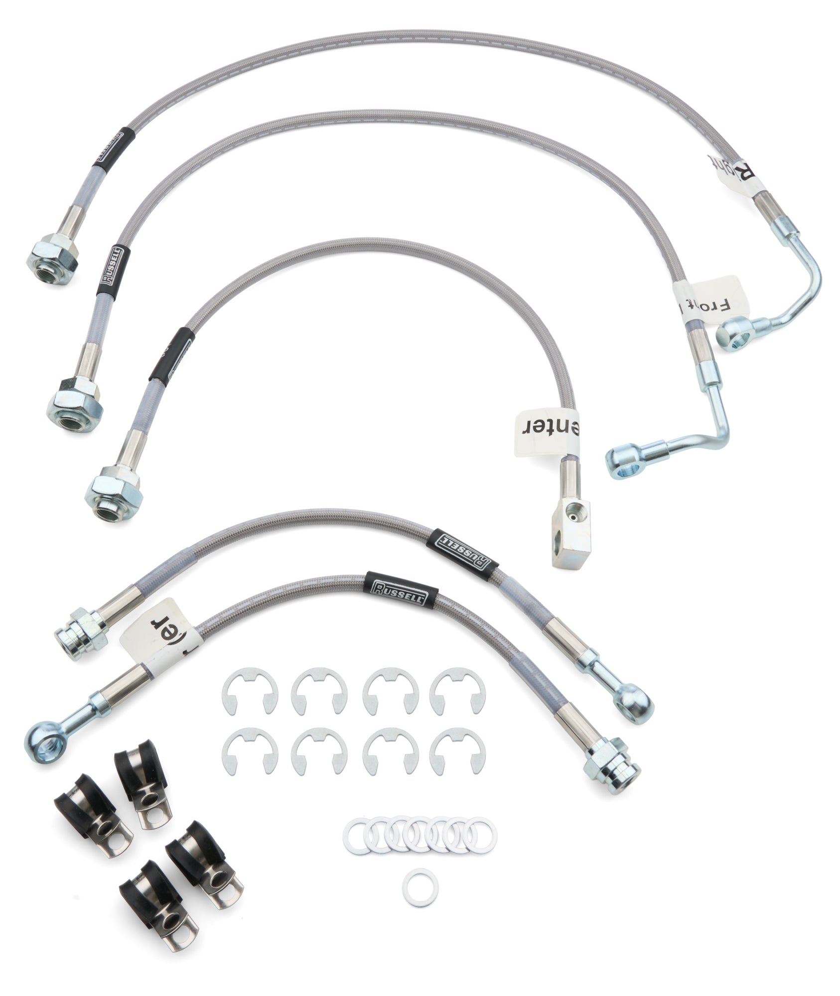 Russell Brake Hose Kit 672450 for GM Fullsize SUVs, Front and Rear Disc Brakes, Braided Stainless Steel, DOT Approved