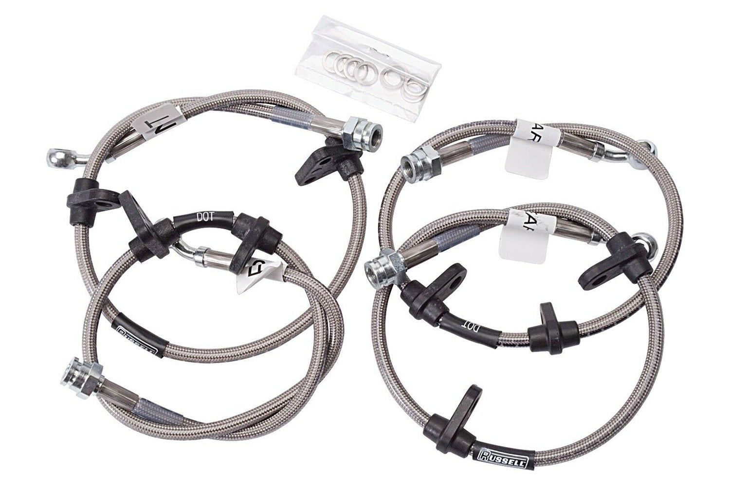 Russell Brake Hose Kit 684890 Front and Rear Stainless Steel Lines for Acura and Honda Civic