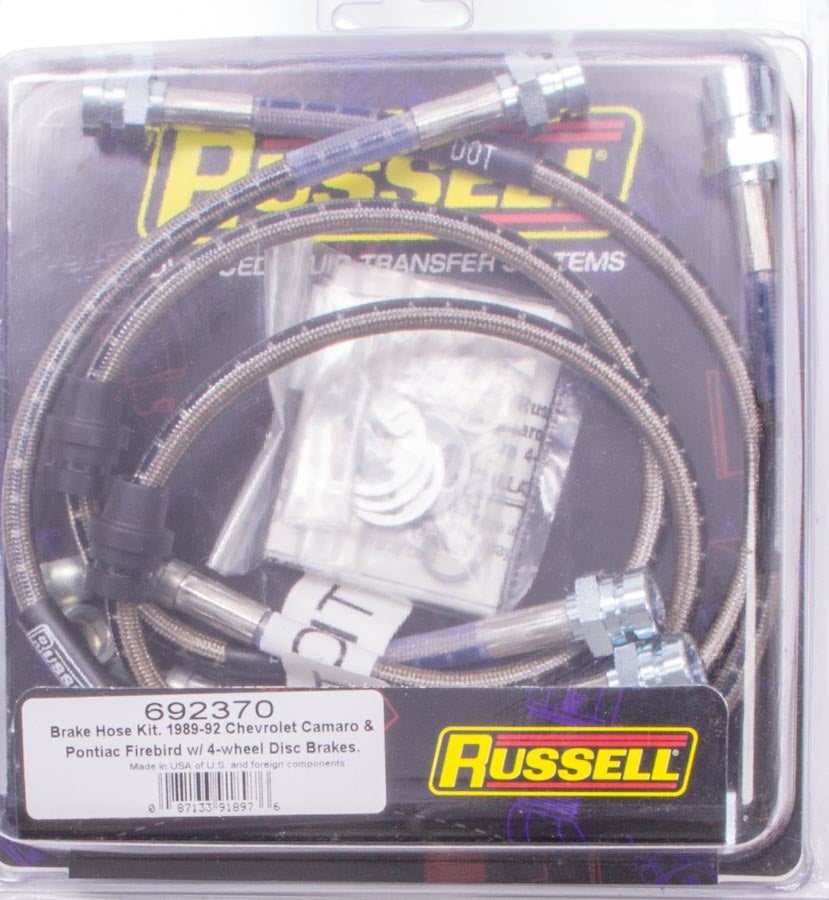 Russell Brake Hose Kit for 1989-1992 Chevrolet Camaro Front Braided Stainless DOT Approved