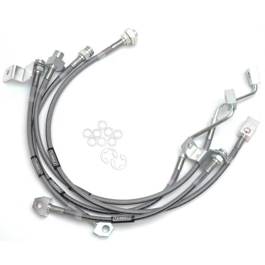 Russell Brake Hose Kit for Ford F-250 and F-350 Super Duty 1999-2004, 4-Inch to 5.5-Inch Lift, Braided Stainless Steel, Street Legal DOT Approved
