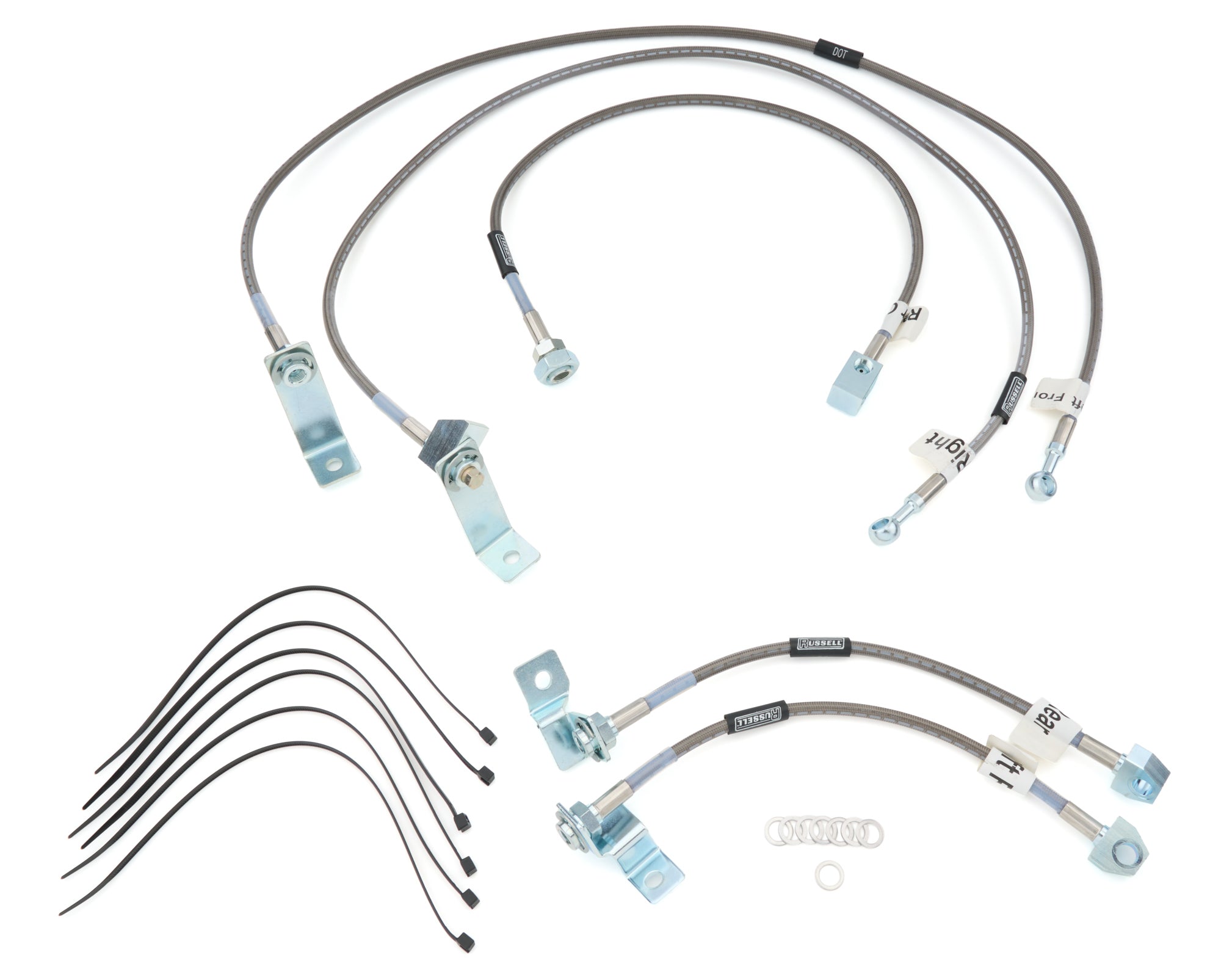 Russell Brake Hose Kit 696510 for Ford F-250 and F-350 with 6 Inch Lift, Braided Stainless Steel, DOT Approved