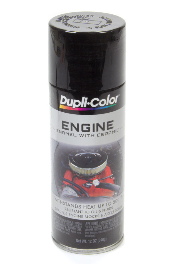 Dupli-Color DE1613 Gloss Black Engine Paint, 12 oz Aerosol Can