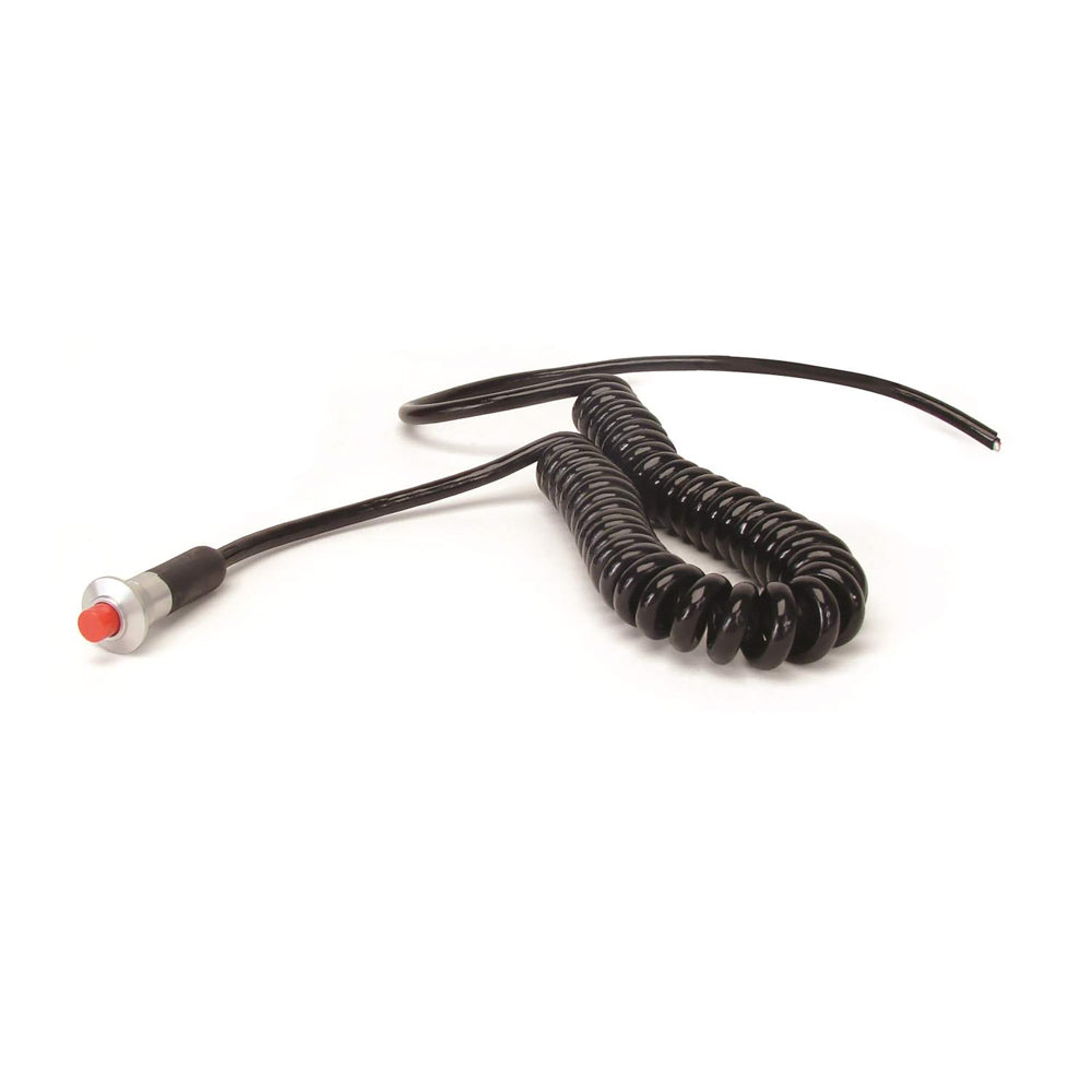 TCI Micro Switch with 18 Gauge Spiral Cord Part Number 388400, Momentary Push Button Switch, 10 Amp, 12 Volt, 5/8 Inch Bulkhead Mount