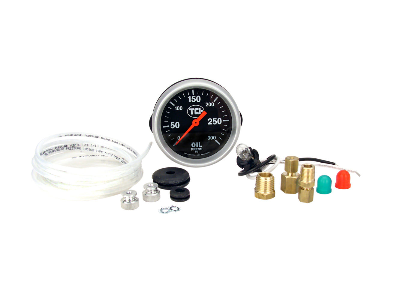 TCI Transmission Pressure Gauge 801100, Analog, 0-300 psi Range, 2-5/8 Inch Diameter, Black Face