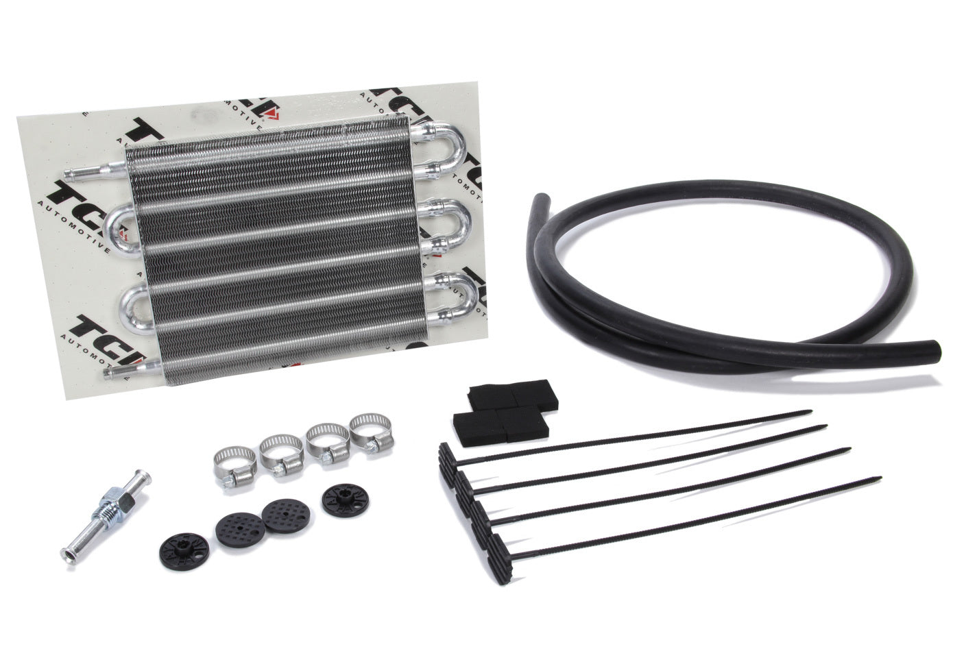 TCI Universal Transmission Cooler 12.5 x 7.5 Inches Tube Type Aluminum Fitting Kit