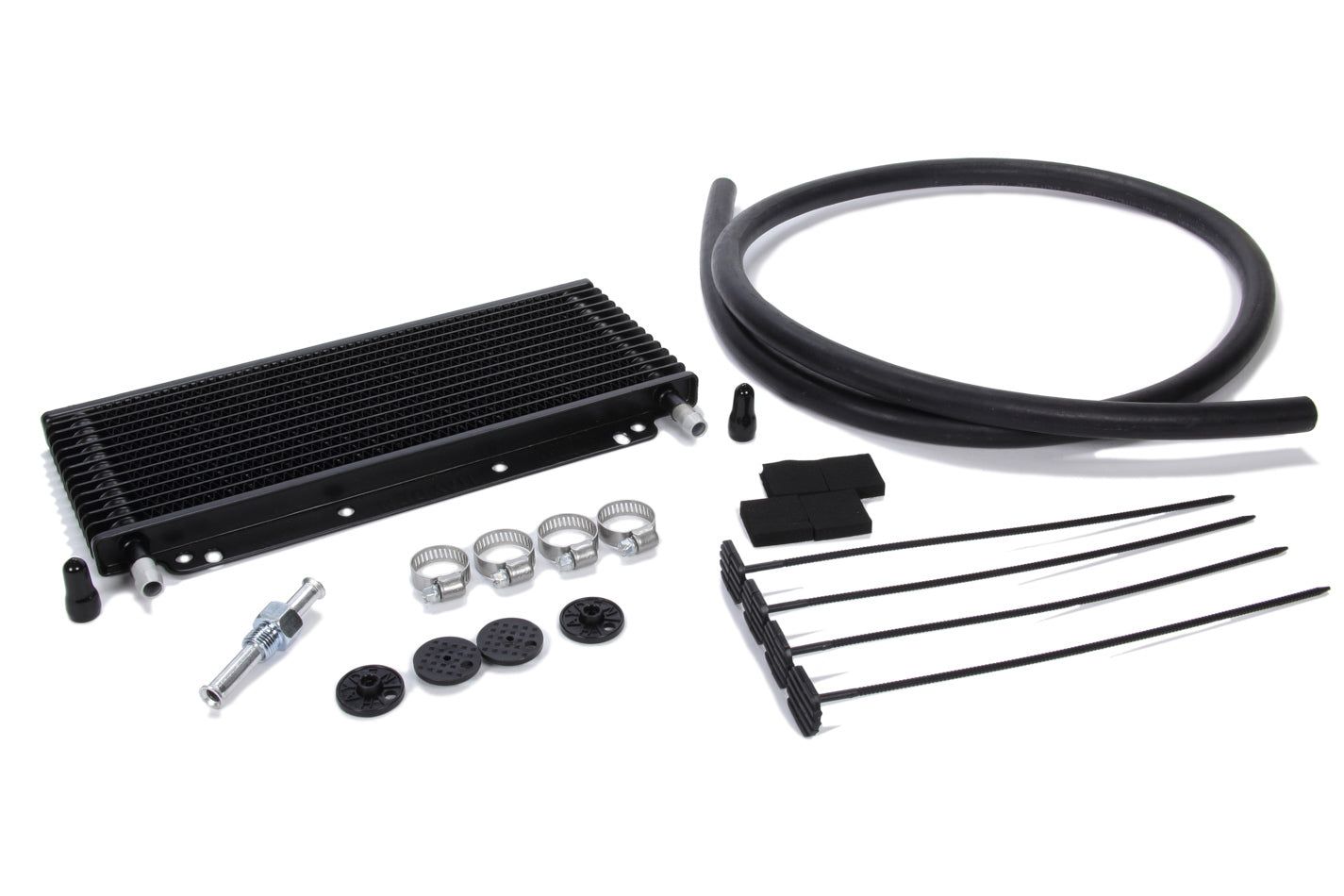 TCI Max Cool Trans Cooler 824101 with Aluminum Plate and Fin Construction, 11 x 4 x 0.75 Inches, Black Finish, 11/32 Inch Hose Barb Inlet and Outlet