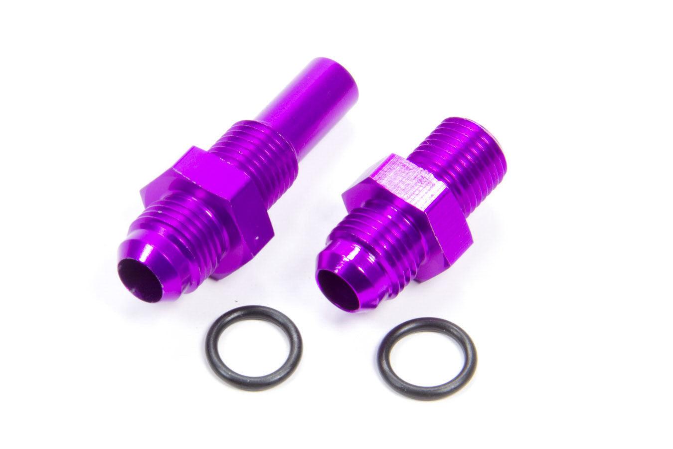 TCI 831011 Transmission Cooler Fitting Kit for GM 4L80E Transmissions, 6 AN Male to 6 AN Male O-Ring, Aluminum, Purple Anodized