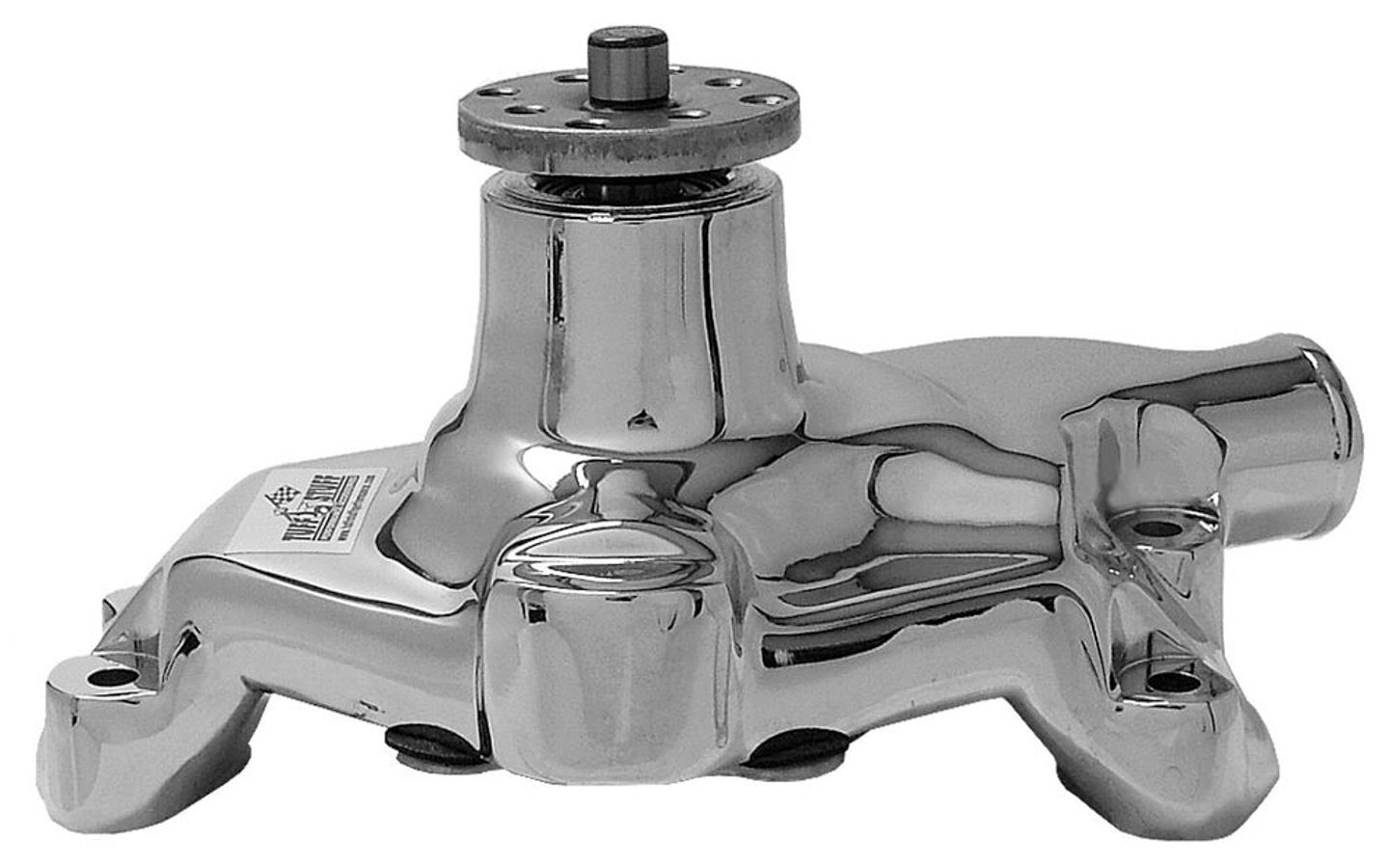 TUFF-STUFF 1394NB Aluminum Short Water Pump for Small Block Chevy, Polished Finish, High Volume, Mechanical Series