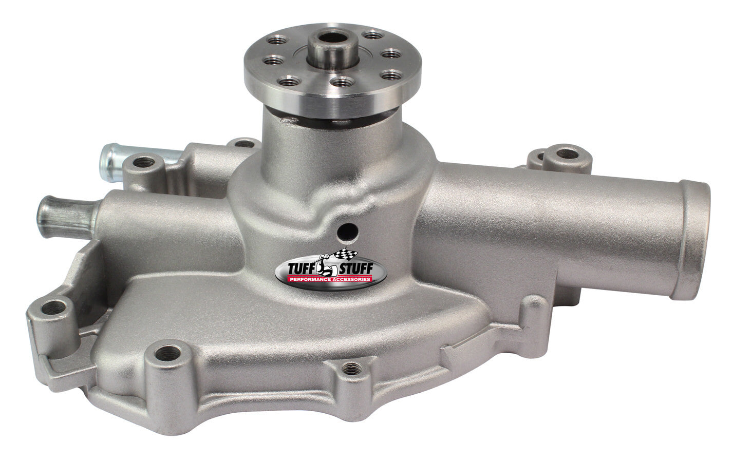 TUFF-STUFF 1625NJ Water Pump for Small Block Ford 5.0L, Aluminum, Shorty, High Volume, Natural Finish