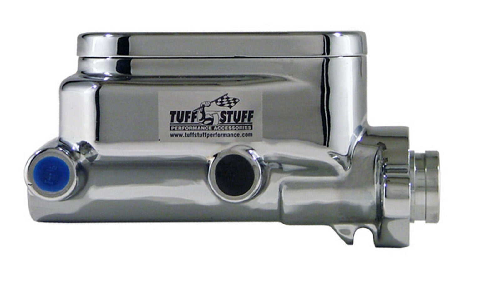 TUFF-STUFF 2027NC Master Cylinder with 1-1/8 Inch Bore, Aluminum Chrome Finish, Dual Integral Reservoir, 3-3/8 Inch Flange Mount
