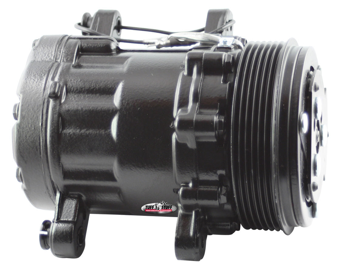TUFF-STUFF 4517NC6GBLA Peanut Style A/C Compressor with 6-Rib Serpentine Pulley and Black Finish