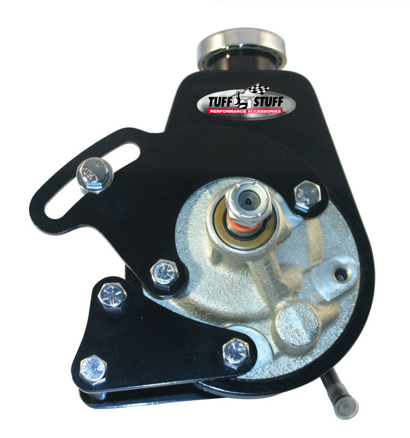 TUFF-STUFF SBC Power Steering Pump Bracket Driver Side Block Mount Steel Black Powder Coat Part 6508B