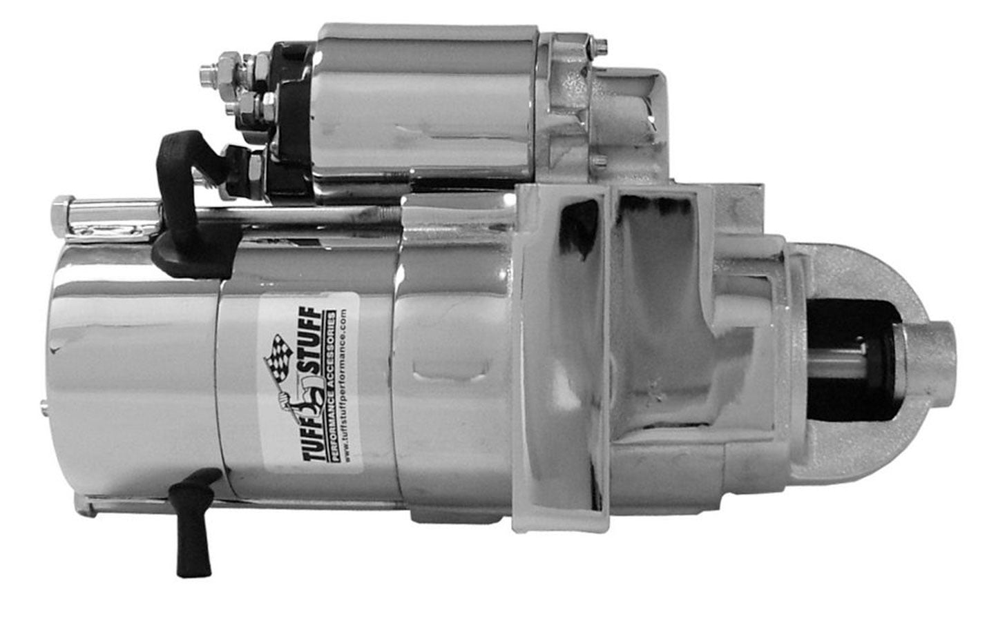 TUFF-STUFF 6510NA Chevy V8 Staggered Pattern Chrome Mini Starter with 4.40:1 Gear Reduction and 168 Tooth Flywheel