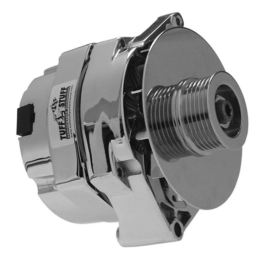 TUFF-STUFF GM Alternator 7127NDP6G 100 Amp 12V 1-Wire Aluminum Polished Finish with 6-Rib Serpentine Pulley