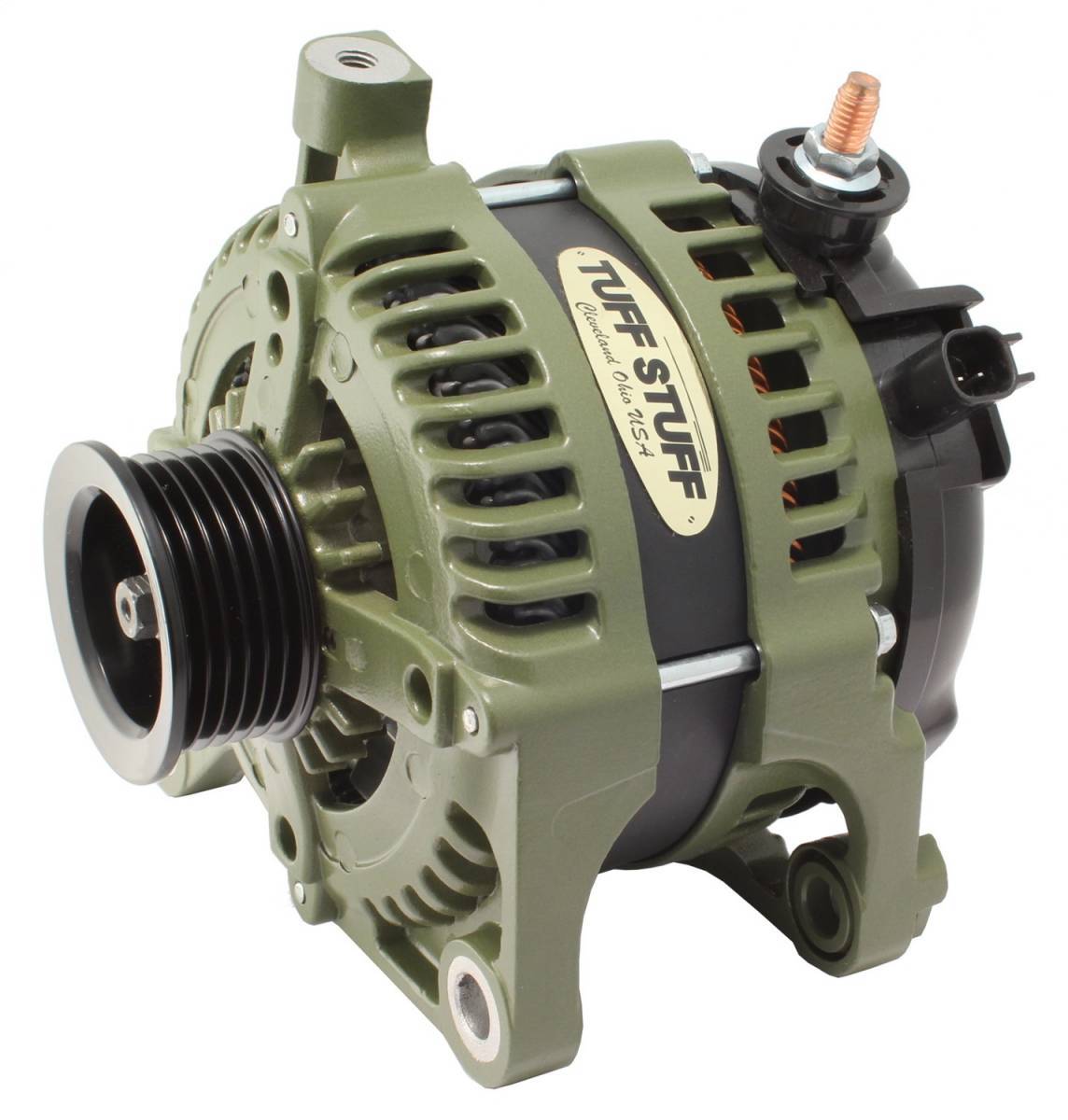 TUFF-STUFF 7515G Jeep Wrangler Alternator 250 Amp 12V Aluminum Case Army Green