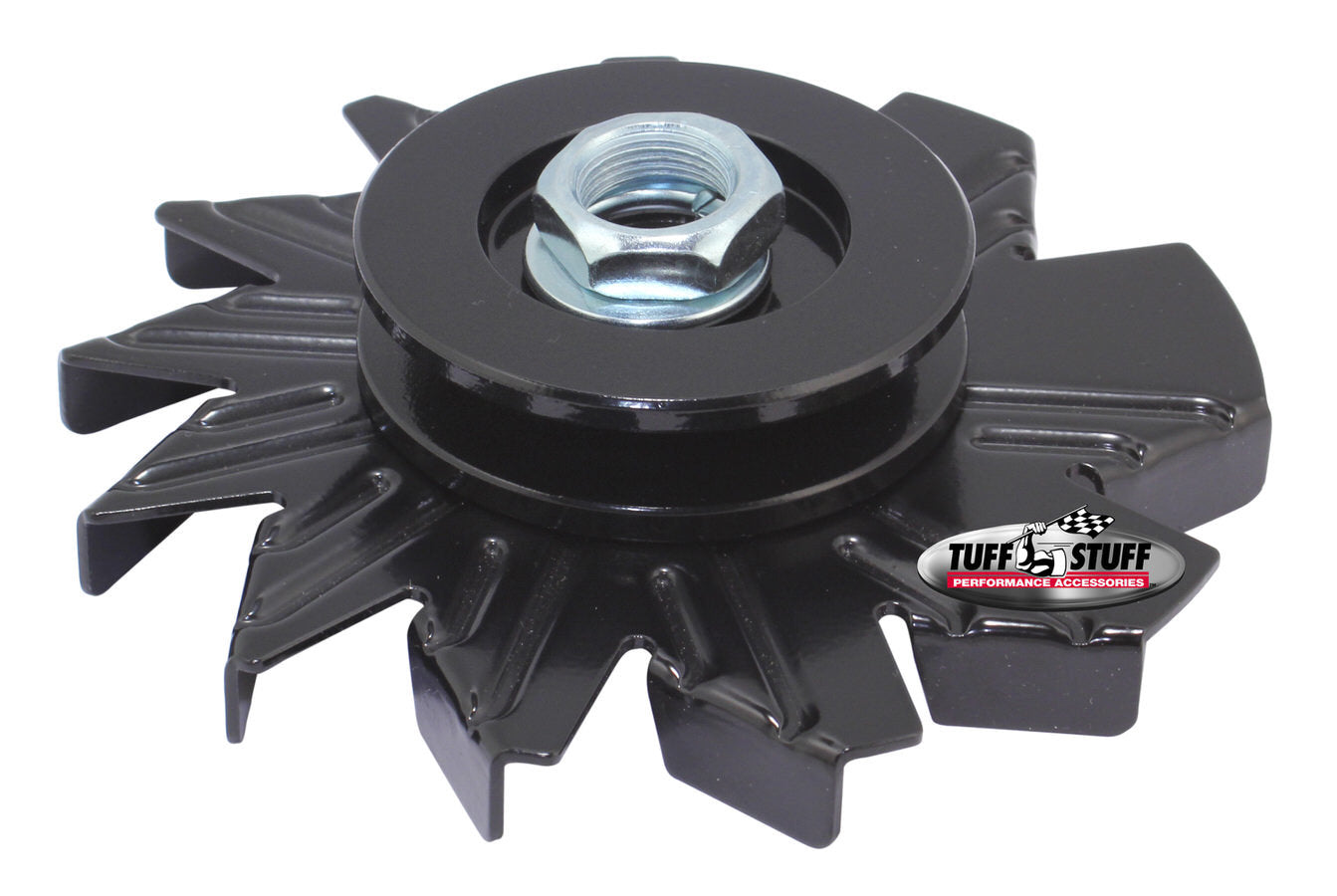 Tuff Stuff 7600AB Alternator Pulley and Fan Kit for V-Belt Systems, 2.625 Inch Diameter, Black Powder Coat Steel