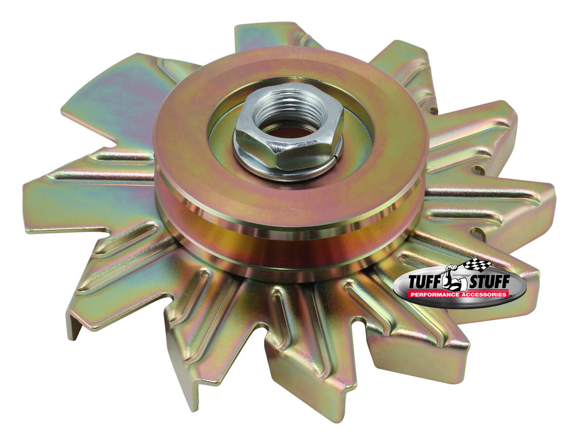Tuff Stuff Alternator Pulley and Fan Kit for 1-Groove V-Belt Systems, 2.625 Inch Diameter, Steel with Cadmium Finish