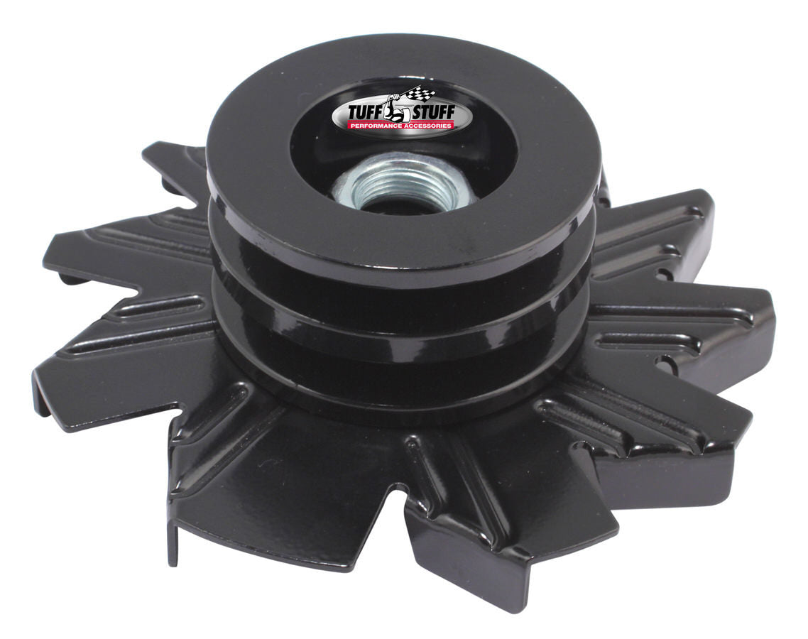 Tuff Stuff 7600BB Alternator Pulley and Fan Kit with Black Powder Coat, Steel, 2-Groove V-Belt Design