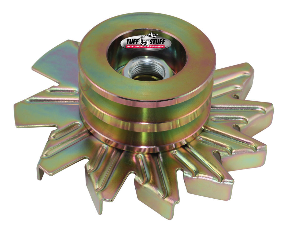 Tuff Stuff Alternator Pulley and Fan Kit with Steel V-Belt, Dual Groove, Cadmium Finish, Part Number 7600BD