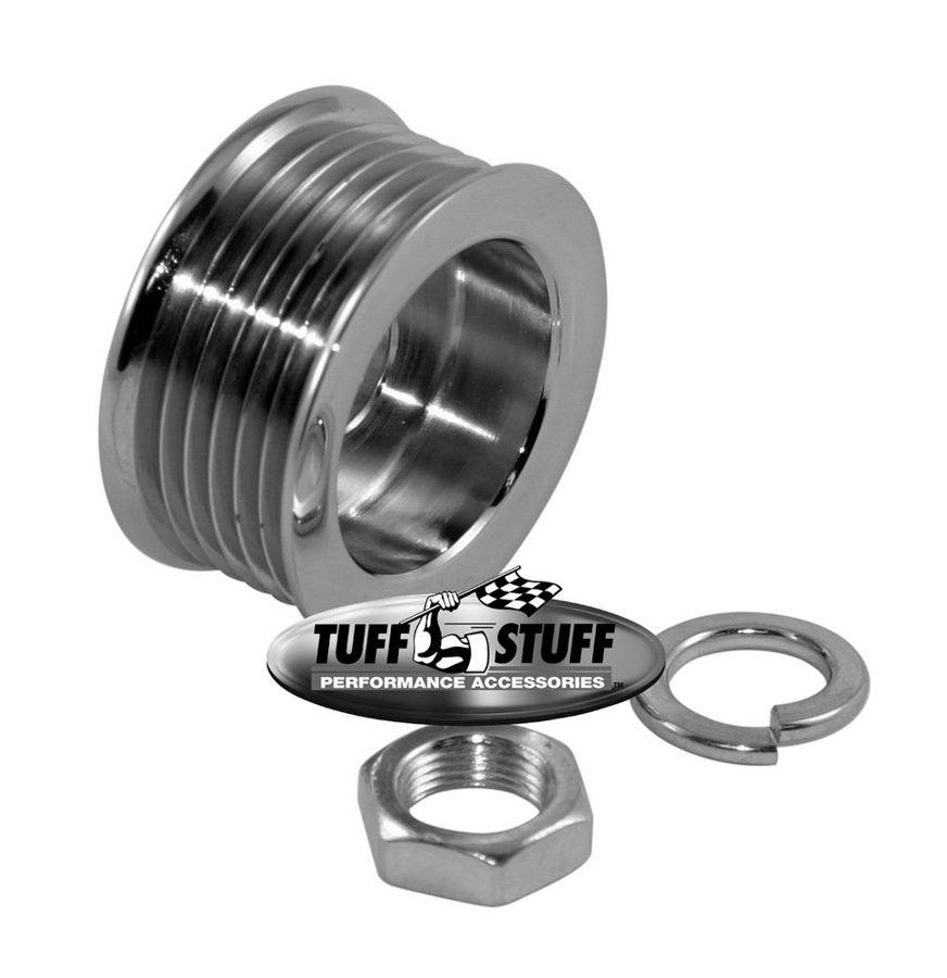 TUFF-STUFF 7610A Alternator Chrome Pulley with 6 Grooves, 2.25 Inch Diameter