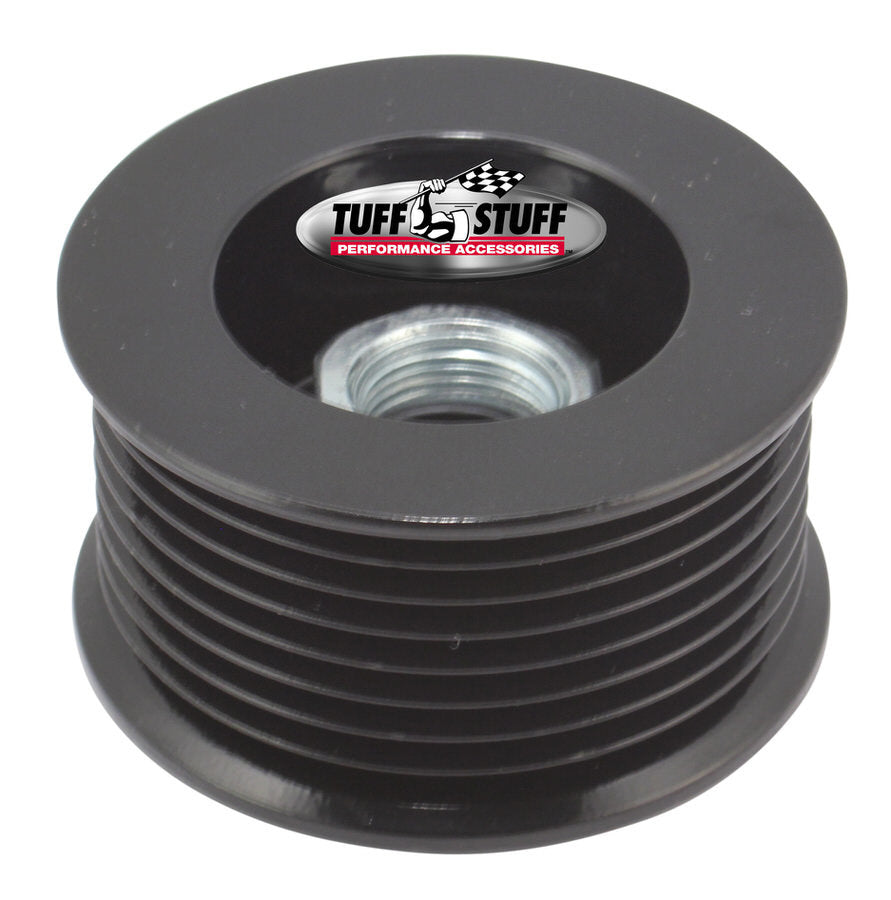 TUFF-STUFF 7610DB Alternator Pulley with 8-Rib Serpentine Design, 2.25 Inch Diameter, Steel, Black Powder Coat