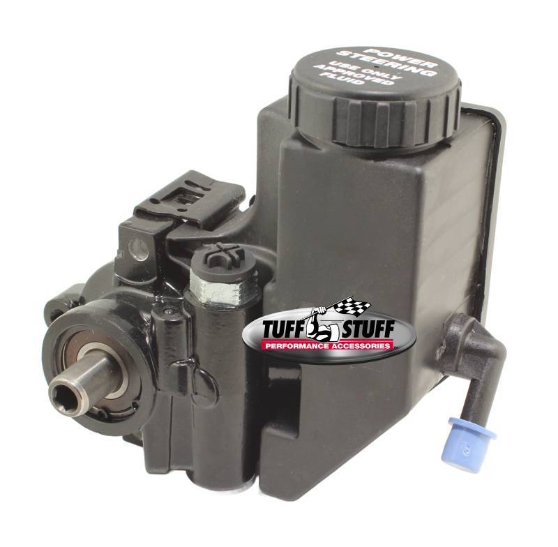 TUFF-STUFF 7890BK Type II Power Steering Pump with Reservoir, 3 GPM, 1200 PSI, Aluminum, Black Finish