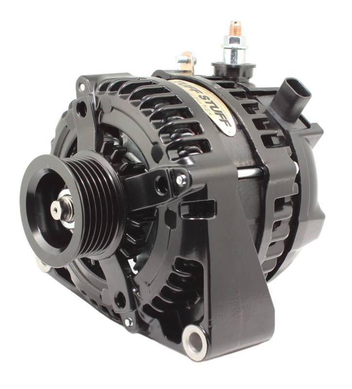 TUFF-STUFF LS225 Max Amp Alternator 225 Amp 12V 1-Wire 6-Groove Serpentine Pulley Aluminum Case Black Powder Coat