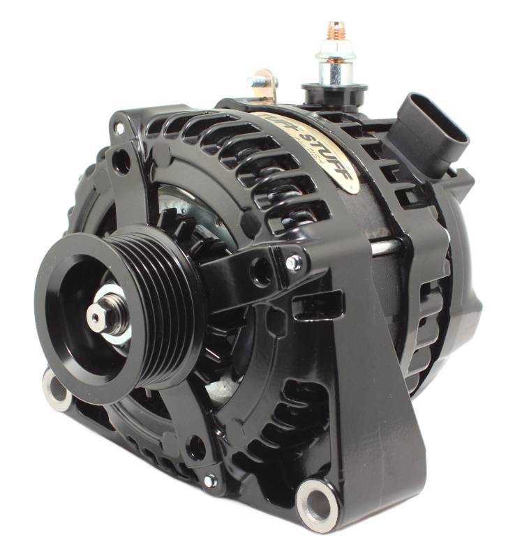 TUFF-STUFF LS225 Max Amp Alternator 225 Amp 12 Volt 6-Rib Serpentine Pulley Black Aluminum Case