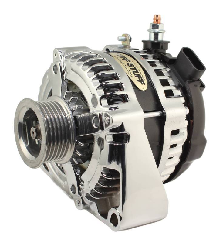 TUFF-STUFF LS225 Max Amp Alternator 12V with 6-Rib Serpentine Pulley and Chrome Finish