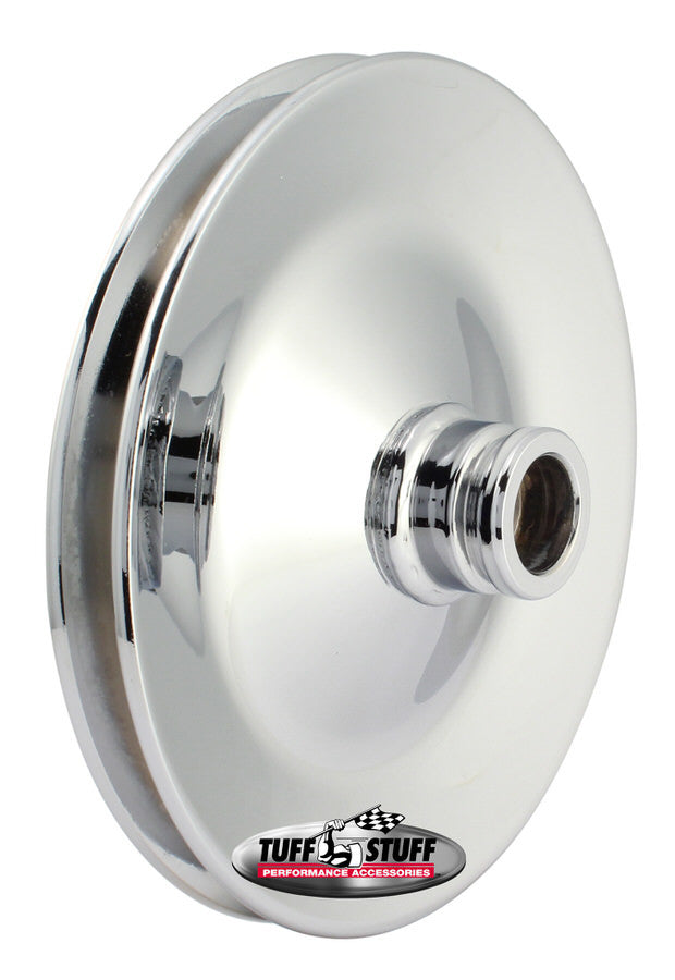 Tuff Stuff Power Steering Pump Pulley for Saginaw Style Pumps, 5.8 Inch Diameter, Chrome Steel, Single V-Belt Groove