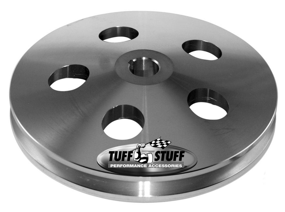 TUFF-STUFF Power Steering Pump Pulley 8488C Machined Aluminum V-Belt 1 Groove 5.75 Inch Diameter for Saginaw Pumps