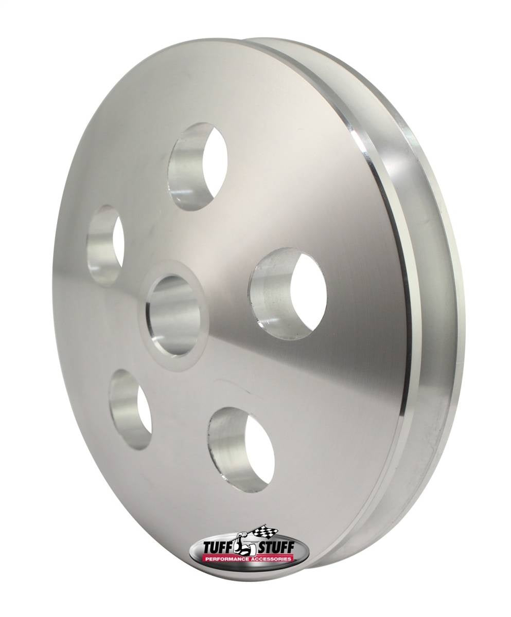 TUFF-STUFF Power Steering Pump Pulley V-Groove 4.56 Inch Diameter Aluminum Natural Finish for GM Type II Pumps