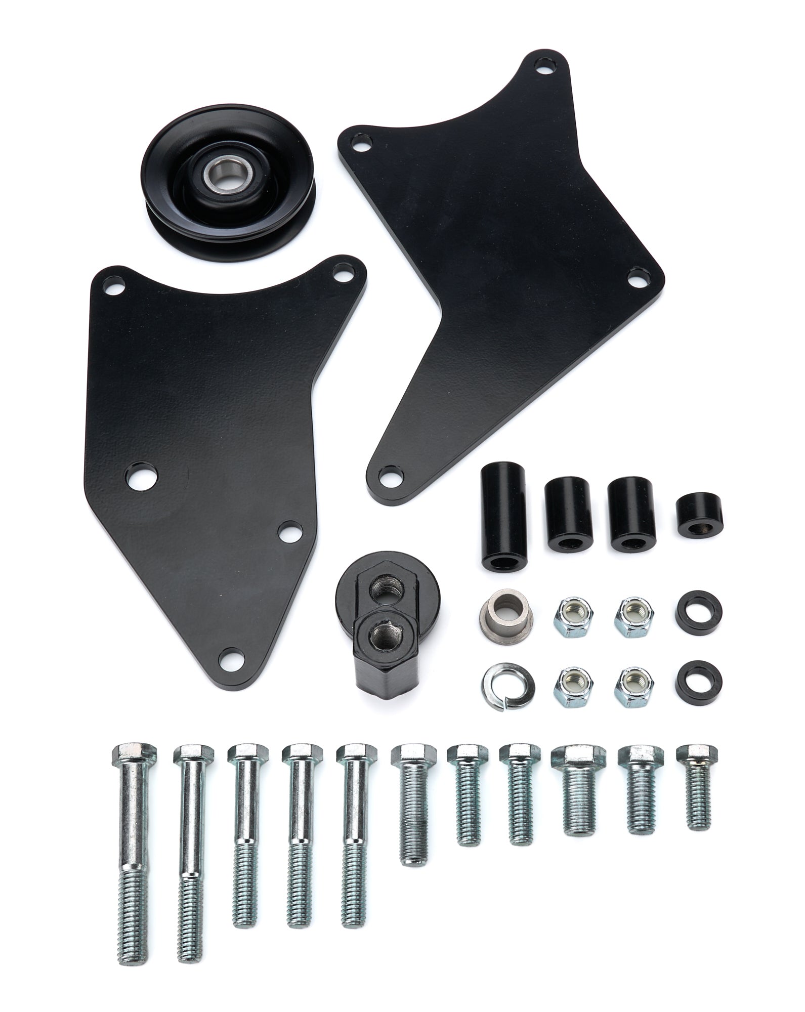 TUFF-STUFF 8495B Air Conditioning Bracket for Big Block Chevy with Short Water Pump, Passenger Side, Steel, Black Powder Coat