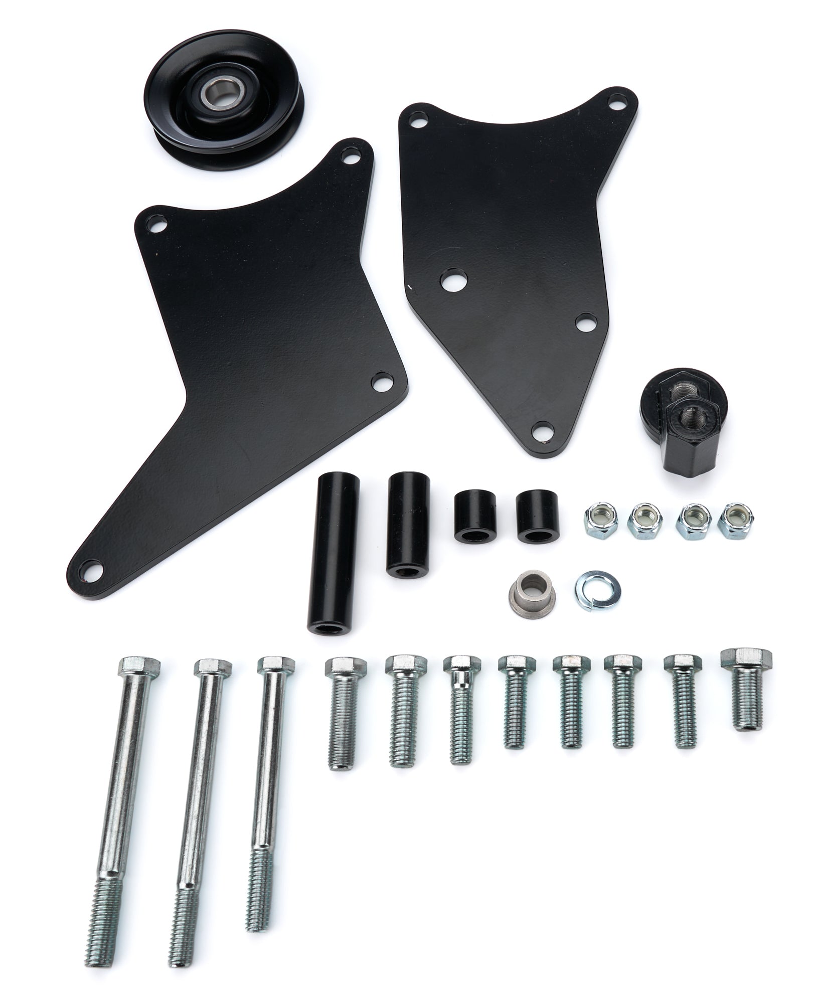 TUFF-STUFF 8496B Air Conditioning Bracket for Big Block Chevy with Sanden SD508 Compressor and Long Water Pump, Passenger Side, Steel, Black Powder Coat