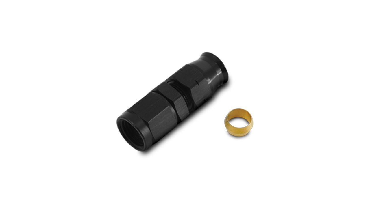 Vibrant Performance VIB16447 -8AN to 3/8 Inch Female Tube Adapter Fitting with Brass Ferrule and Black Anodized Aluminum Finish