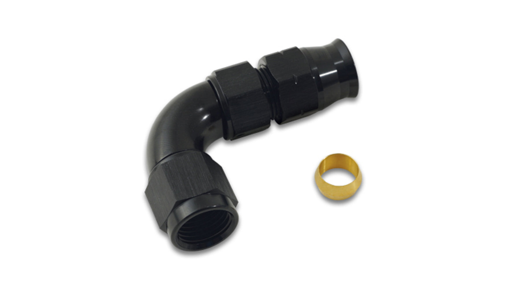 Vibrant Performance 16566 90 Degree Tube Fitting -6AN Female to 3/8 Inch Tubing with Aluminum Body and Black Anodized Finish
