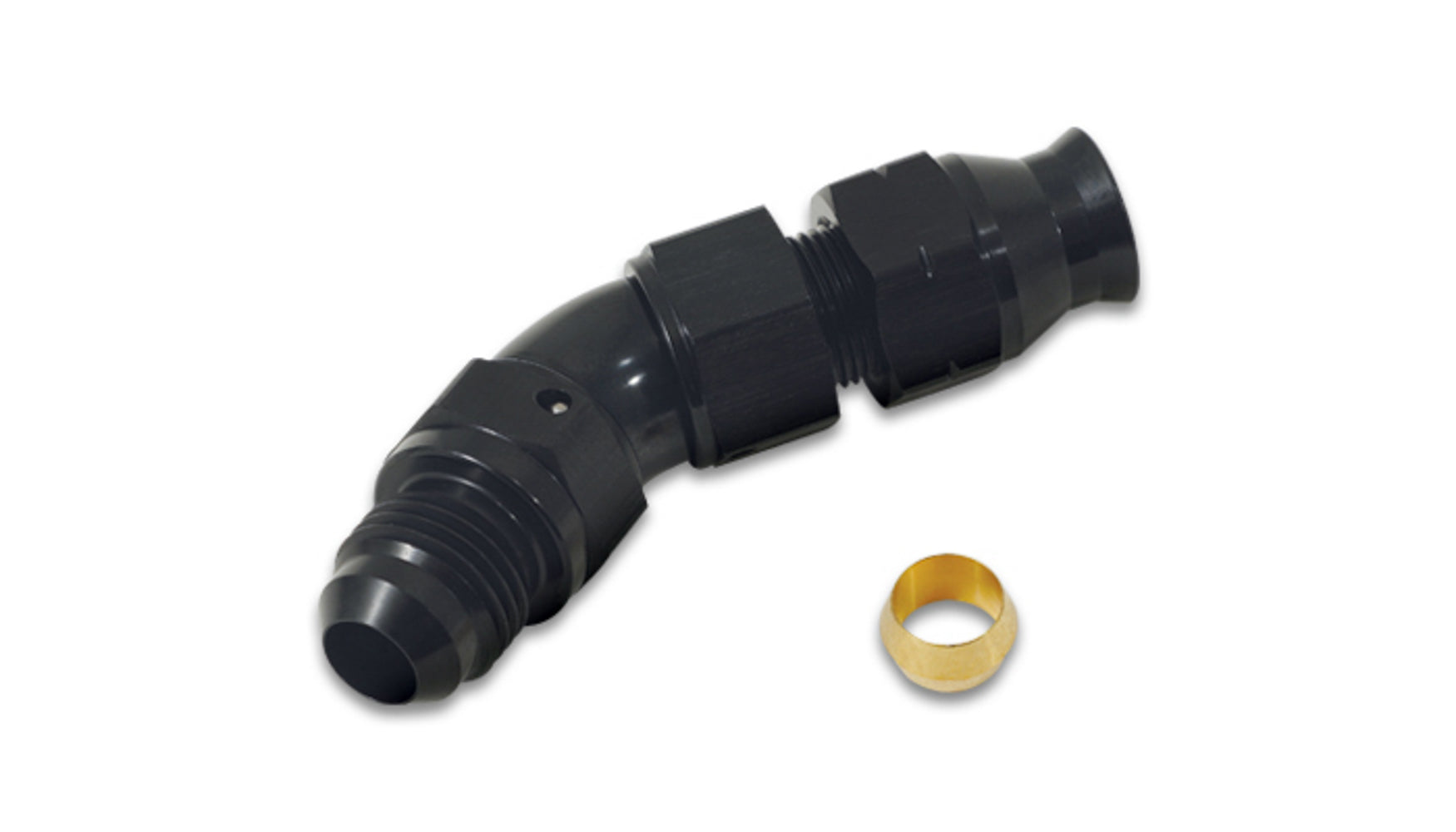 Vibrant Performance 16575 45 Degree 6AN Male to 5/16 Inch Tube Fitting with Compression Ferrule, Aluminum Black Anodized