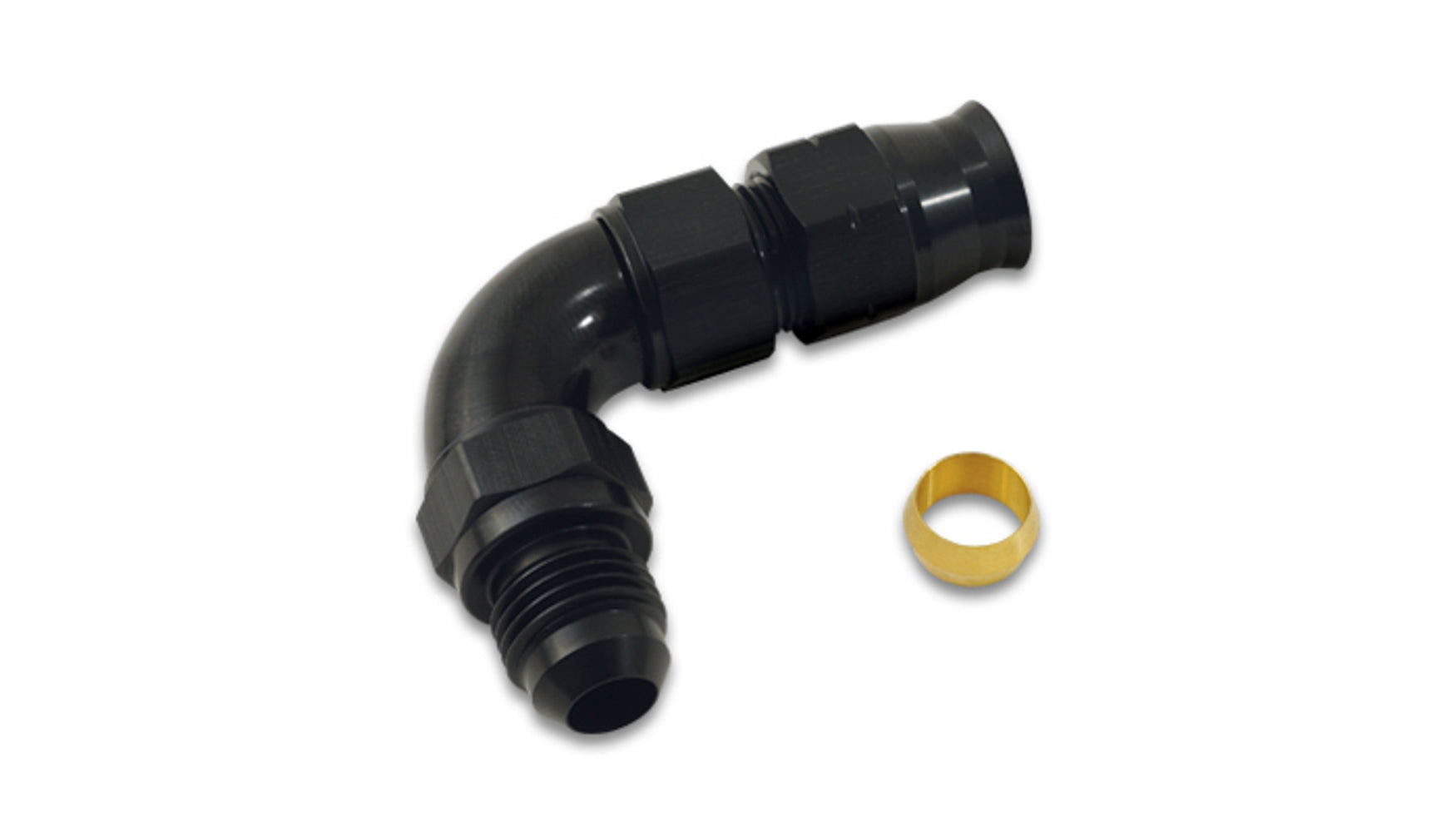 Vibrant Performance 16586 90 Degree Tube Fitting -6AN Male to 3/8 Inch Tubing, Aluminum Black Anodized
