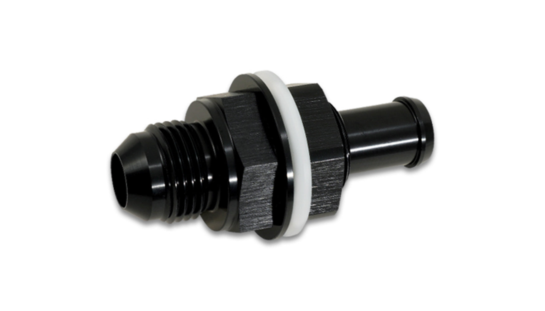 Vibrant Performance 16906 Fuel Cell Bulkhead Fitting -6AN to 3/8 Inch Hose Barb, Aluminum, Black Anodized