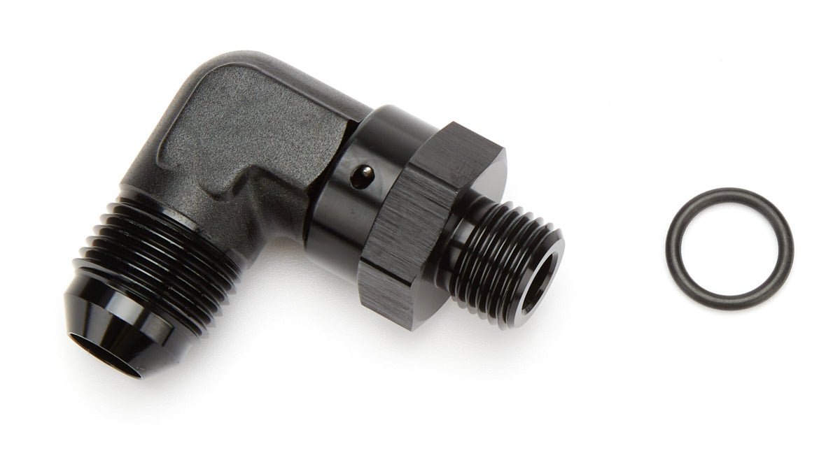 Vibrant Performance 16963 90 Degree 8AN Male to 6AN Male O-Ring Swivel Fitting, Aluminum Black Anodized