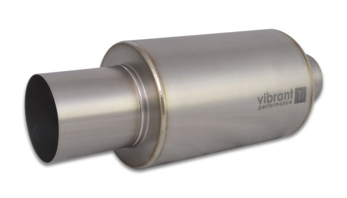 Vibrant Performance Muffler with Straight Cut Natural Tip, 3 Inch Inlet, 4 Inch Outlet, 6.25 Inch Diameter Round Body