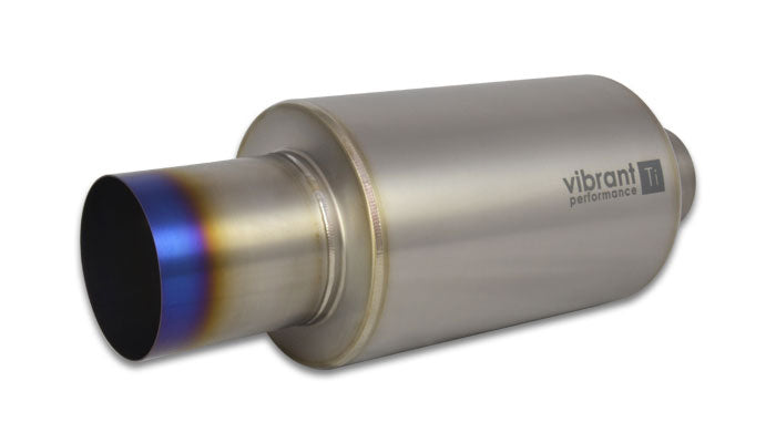 Vibrant Performance Muffler with Straight Cut Burnt Tip 3.5 Inch Inlet, 4 Inch Outlet, Titanium, 17 Inch Length