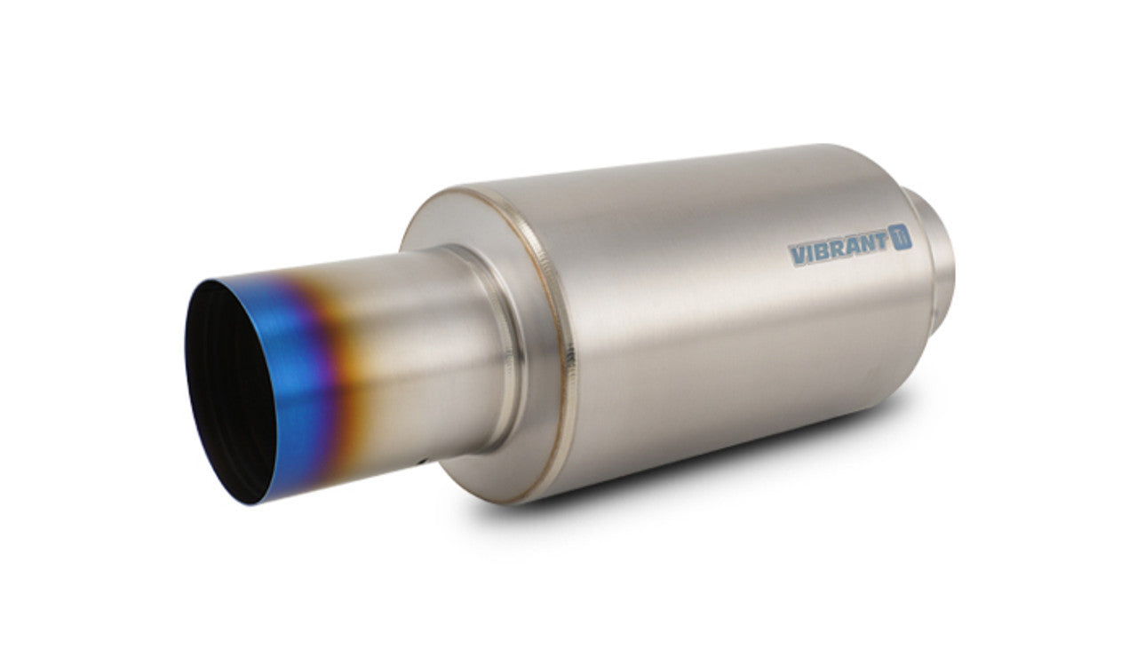 Vibrant Performance Muffler with Straight Cut Burnt Tip 4-Inch Inlet and Outlet, Titanium, 17 Inches Long
