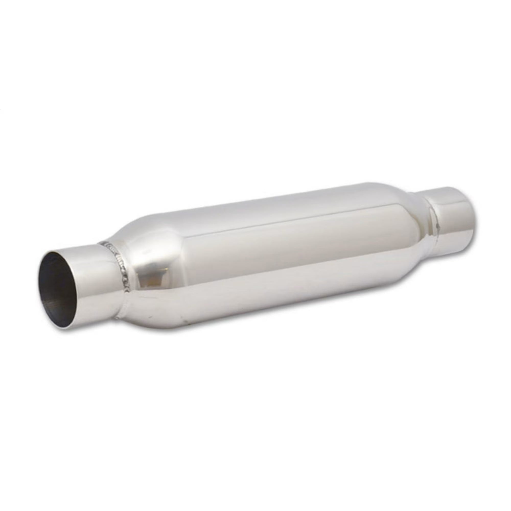 Vibrant Performance Bottle Style Resonator with 2.5 Inch Inlet and Outlet, 18 Inch Length, Stainless Steel