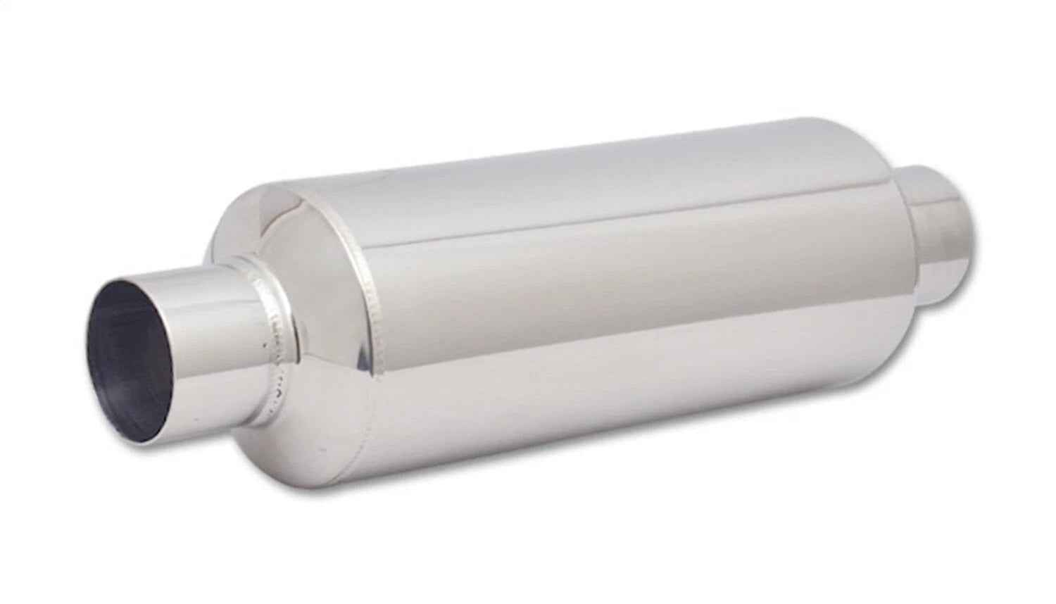 Vibrant Performance 17930 Large Diameter Bottle Style Resonator, 2.5 Inch Inlet and Outlet, 5 Inch Diameter, 18 Inch Length, Polished Stainless Steel