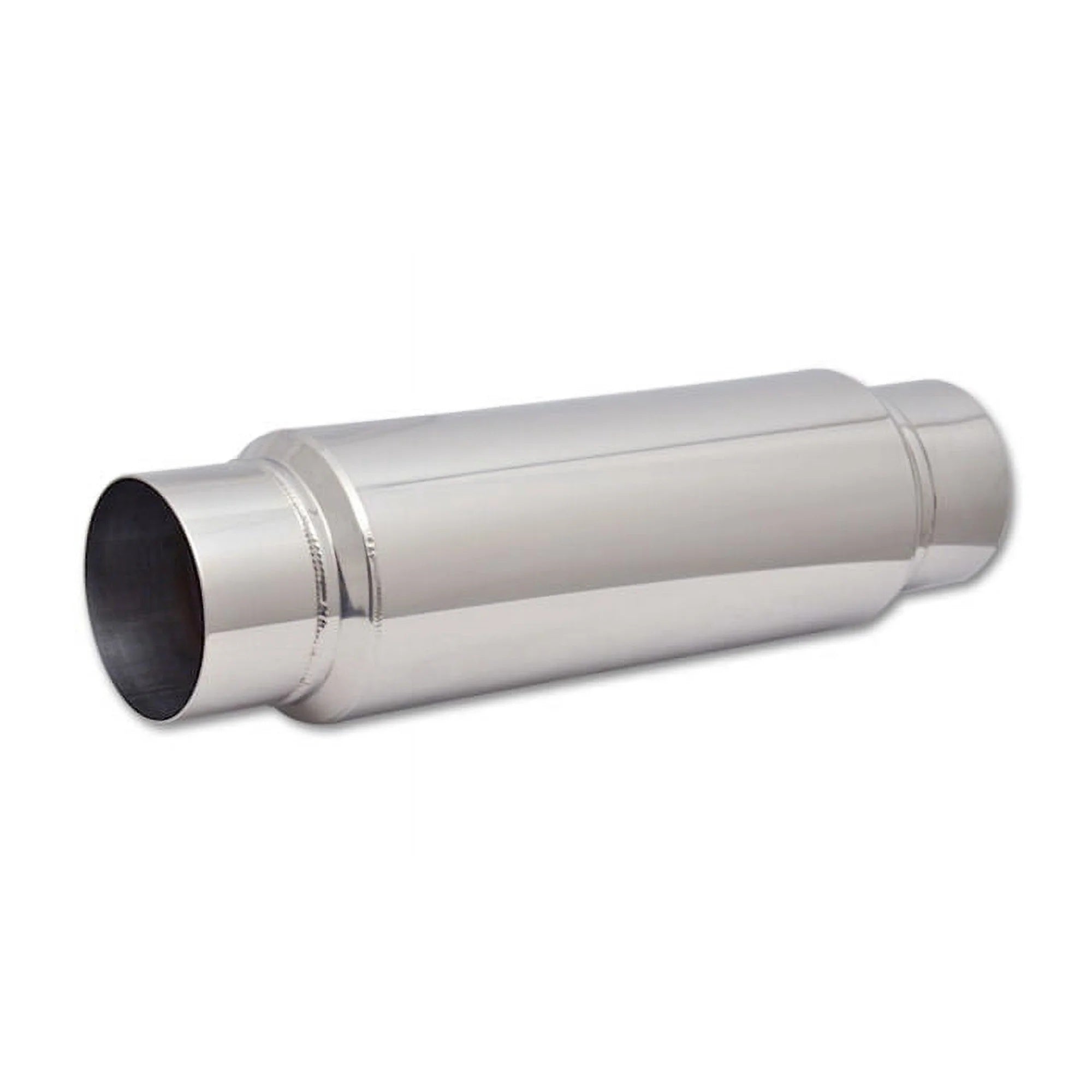 Vibrant Performance VIB17960 Large Diameter Bottle Style Resonator, 4 Inch Inlet and Outlet, 5 Inch Body Diameter, 18 Inch Length, Polished Stainless Steel