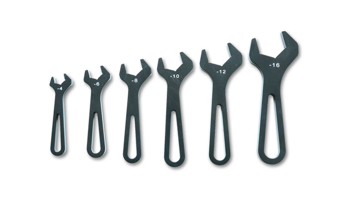 Vibrant Performance AN Wrenches Set O Six - 6 Piece Aluminum Single-End Wrench Kit, 4 AN to 16 AN, Black Anodized Finish