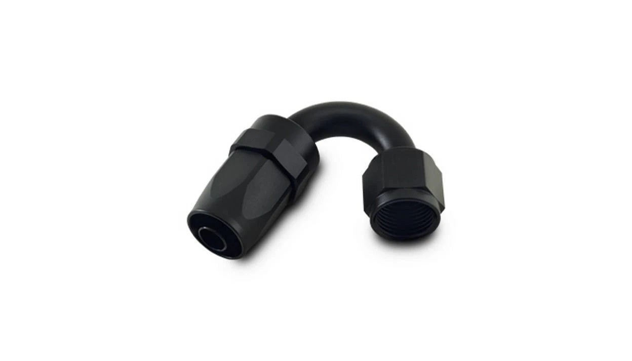 Vibrant Performance 21516 150 Degree Hose End Fitting for -16 AN Hose, Aluminum Black Anodized Swivel