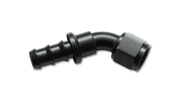 Vibrant Performance 22406 45 Degree Push-On Hose End Fitting for -6 AN Hoses, Aluminum Black Anodized