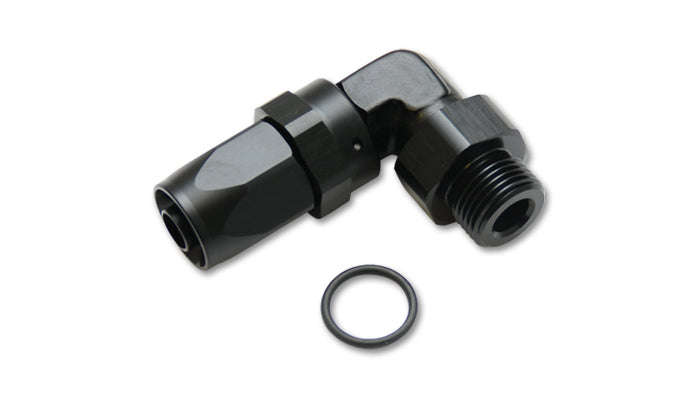 Vibrant Performance 24912 Male -16AN to -12AN Orifice Fitting with 90 Degree Aluminum Black Anodized Finish